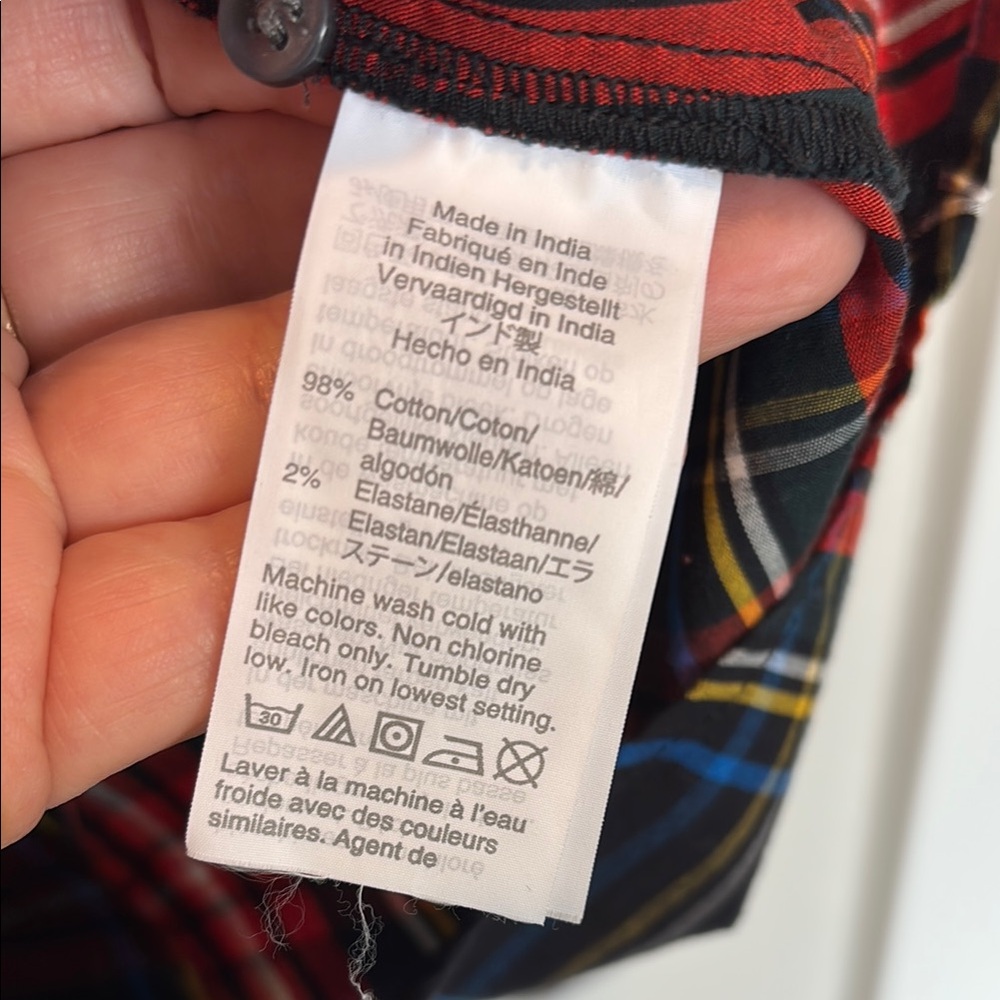J. Crew Red and Blue Plaid Button Down Curvy Shirt - 14 - Picture 3 of 5